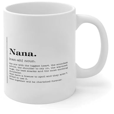 Wodevor Kaffeetassen mit Aufschrift Nana mit Aufschrift Nana (325 ml), lustige Kaffeetassen, Geschenke für Mutter von Tochter, Sohn, Kinder, Keramik, Weiß