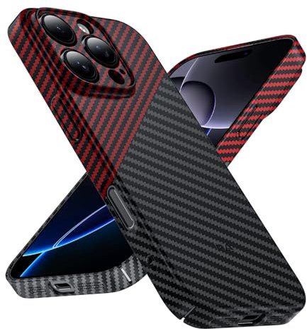 Phoneaura Schutzhülle FÜR iPhone 16 Pro Max Hülle Carbon Optik kompatibel mit MAGSAFE I 16 Carbonhülle I iPhone 16 Pro Case [flaches Design+ Carbon Optik+ 2 Schutzgläser inklusive]