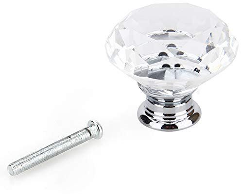 Marhynchus Tirador de Cajón de Diamante de 40 Mm, 8 Perillas de Cristal, Perilla de Gabinete con Forma de 40 Mm, Tirador de Cajón para Armarios de Cocina y Baño, Manija, Perillas