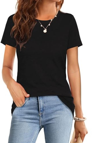 Suncife Womens Summer Casual Basic Tshirts Crewneck Short Sleeve T Shirt Tops Tees (Black,S)
