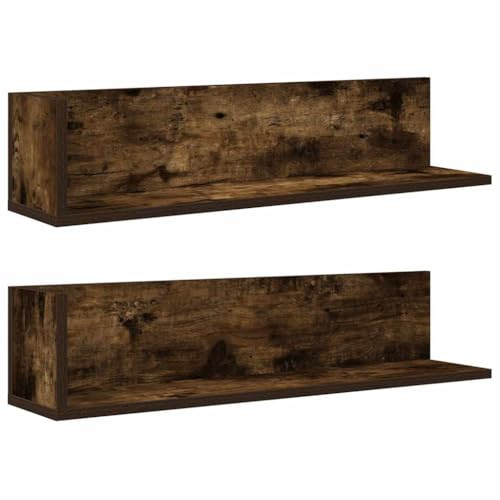 vidaXL Wall Shelves 2 pcs Smoked Oak 75x16.5x16.5 cm Engineered Wood