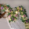 buywin 6FT Flower Garland String Lights, Battery Operated Fake Rose Vine Floral Garland with 20 LED Fairy Lights, Silk Hanging Pink Rose Light for Wedding Party Home Table Wall Decor (Purple)