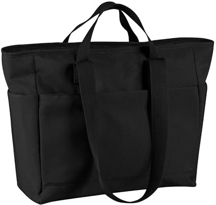 BagBase - Simplicity Tote - Water Repellent Tote with Multiple Pockets - Travel, Gym, Cabin, Travel Essentials, Yoga, Beach, Sports - Contains 100% Recycled Polyester