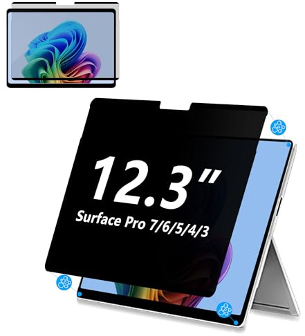 MEGOO MagShield Magnetische Blickschutzfolie für Surface Pro 3/7/6 12,3 | Kompatibel mit Pro 3/5/4, dicke PET Blickschutzfolie, seitlicher Sichtschutz, matt, blendfrei