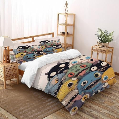 YOSERHGO Kleines Monster Bettwäsche Set Bettbezug, Animation Kissenbezüge - Design Für Jeden Geschmack King(220x240cm)