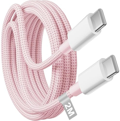 KP TECHNOLOGY 60W Fast Charger Cable for iPhone 17e / 17/17 Pro / 17 Pro Max/Air / 16e / 16/16 Plus / 16 Pro / 16 Pro Max / 15 / Pro/Max/iPad, Ultra USB C Cable 18 (Pink, 2M)