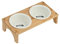 Elevated Dog Bowls - Raised Dog Bowl | Feeding Station with Wooden Base No Slip Slant Ceramic Water Bowl for Small Medium Large Puppies Kittens No Slip