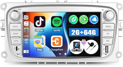 [2G+64G] Android 13 Autoradio für Ford Focus S-Max C-Max Mondeo 2008-2011,7 Touchscreen Autoradio mit Carplay Android Auto GPS EQ/FM/RDS BT+Rückfahrkamera&Mic+Canbus