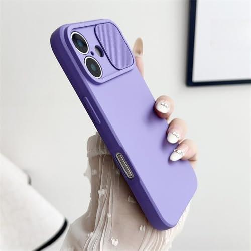 HTYTFC Coque de Protection en Silicone Souple pour Objectif d'appareil Photo Coulissant, Antichoc, Violet, pour iPhone 16, 15, 14 Plus, 13, 12, 11 Pro, X, XS, XR Max, 8, 7, SE