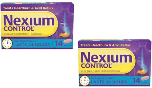 Nexiumm Control Heartburn and Acid Reflux Relief Tablets, 28 Count (14 x 2) 2 Packs of 14's