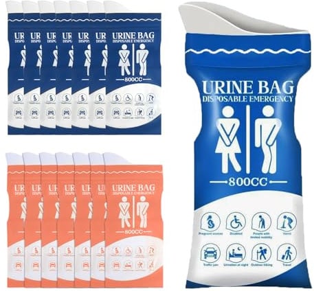 Kievano 15 Stück Notfall Toilette – Tragbare Einweg Urinbeutel 800ml mit Baumwoll-Saugkern, Auslaufsicher & Geruchshemmend, für Frauen, Männer, Kinder, Auto, Reise, Camping