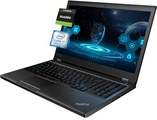 Lenovo ThinkPad P52 Business Laptop, 15.6-Inch FHD (1920x1080), Intel Core i7-8550U, 16GB RAM, 512GB SSD, NVIDIA Quadro P1000, QWERTY Keyboard, Windows 11 Pro (Renewed)