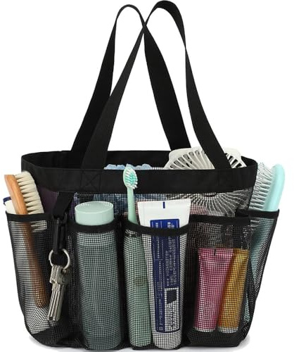 Mesh Shower Bag with 8 Pockets, Large Portable Shower Caddy with Handles for Bathroom, Beach, Gym, Camping Essentials – Quick Dry & Durable