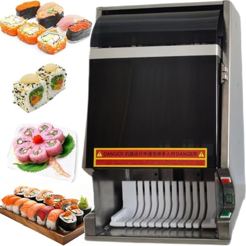 YXYLJOZ Commercial Sushi Cutting Machine, Automatic 8,10,12 Piece Slicer with Removable Blade, Saves Time for Restaurants and Kitchens (12slices)
