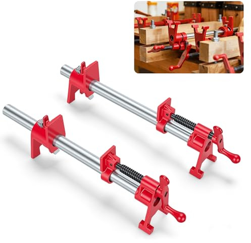 3/4 Inch H-Style Wood Gluing Pipe Clamp Set, Pipe Screw Clamps with 30 Steel Pipe, Heavy Duty 1766 Lbs Load Limit, Metal Body Joint Clamps for DIY Woodworking