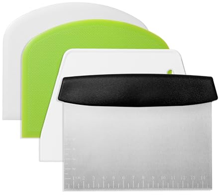 LIIAFUO 4 Pcs Bench Scraper,Dough Scraper,Versatile Kitchen Scraper Set for Pastry Bread Pizza Cake