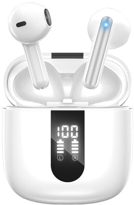 JBES Kopfhörer Kabellos Bluetooth 5.4, In Ear mit 6 ENC Mikrofon Bluetooth Kopfhörer, 60 Std Stereo Kabellose Kopfhörer Noise Cancelling Earbuds, USB-C, IP5 Wasserdicht Ohrhörer (Perle)