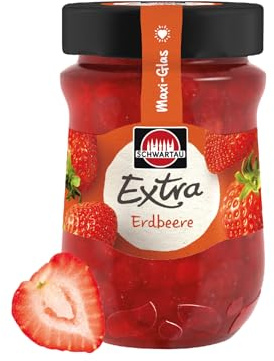 Schwartau Extra Erdbeere | Fruchtige Marmelade aus Erdbeeren | 600 g Maxi | Für Frühstück & Brunch | Ideal zum Backen | Mit Fruchtstückchen | Ohne Zusatzstoffe | Qualität seit Generationen