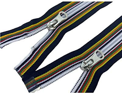 TOMASELLI MERCERIA Cerniera Multicolor Zip Chiusura Spirale Nylon Catena 6 Divisibile 2 Cursori Metallo Argento Cm 80