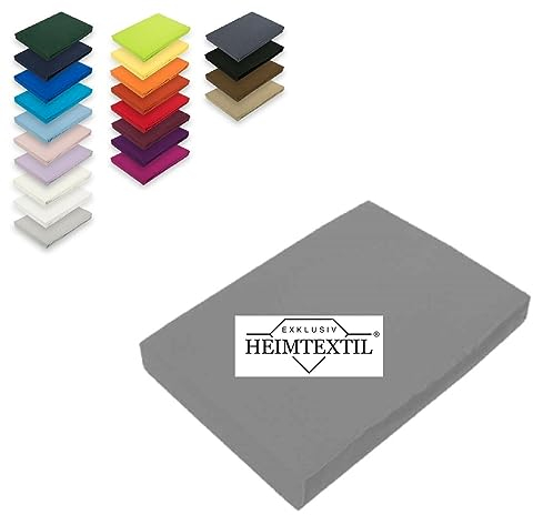 EXKLUSIV HEIMTEXTIL Marke Jersey Spannbettlaken 120 x 200 cm 100% Baumwolle Öko - Tex Zertifiziert, Markenqualität, Matratzenhöhe bis 25 cm, Grau