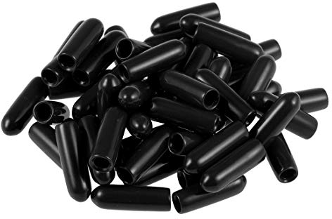 sourcing map 50 Stück Gummi Endkappen 3mm Innendurchm. Gummikappen Runde Schutzkappen Gummi Abdeckung Stopfen Möbelgleiter Bolzen Gewindeschutz für Schrauben Rohr Stuhlbeine, Schwarz