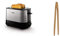Philips HD2637/90 Grille-Pain avec Fente large Métal/noir 950 W + Pince à toast en bambou. 24 cm non colorée non aimantée pour attraper les toast au grille pain ou pour le service