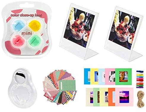 JXE Bundle Kit Accessories Compatible wtih Fujifilm Instax Mini 11 Camera Films(Acrylic Desk Frames, Wall Hanging Frames, Sticker Border, Close-up Selfie Lens, 4 Colors Lens Filter)-TR