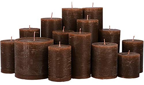 Premium Kerzenset 4,5 kg durchgefärbte Stumpenkerzen von Kerzenwelt 1. Wahl ohne Duft (braun)