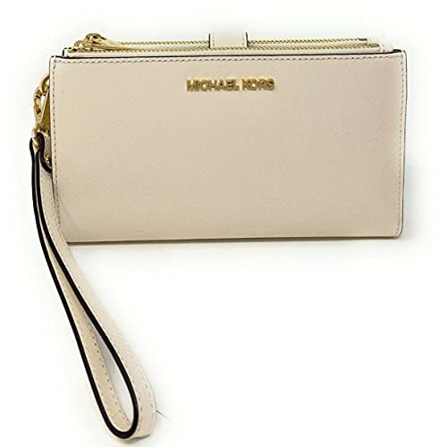Michael Kors Women's Jet Set Travel Double Zip Wristlet, Light Cream