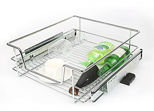 Yizhe Cajón telescópico Bandeja de Metal extraíble 45cm Organizador Interior almacenaje para Cocina baño Armario Taller,Cesta de Almacenamiento con cajón Deslizante,41 * 14 * 44cm