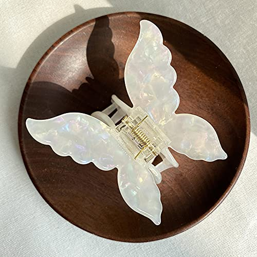 Duories 1 Stück Mittel Haarklammer,Schmetterling Haarspangen,Dickes Kunststoff Haarkrallen,Haar Klaue Klammern Für Frauen Damen Mädchen .Haarklammern,Retro Haar-Accessoires,Kopfbedeckungen,Weiß
