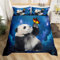 Loussiesd Panda Bettwäsche Set 135x200cm Galaxis Panda Tragen Gedruckt Betten Set für Kinder Jungen Mädchen Jugendliche Niedlich Tiermuster Bettbezug Set Karikatur Riesenpanda Design Zimmer Dekor