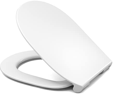 HARO Toilettensitz Tablas Slim SoftClose (WC-Sitz weiß alpin, mit Softclose + TakeOff, Deckel Sandwich, flache Form, D-förmig, Deckel- / Ringpuffer)