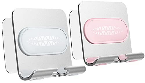 QZDAFFIC 2 Stück Handyhalterung Wand mit Klebeband, Einstellbar Handy Wandhalterung Wasserdicht Keine Nägel Handyhalter Wand für Badezimmer Schlafzimmer Küchenbüro