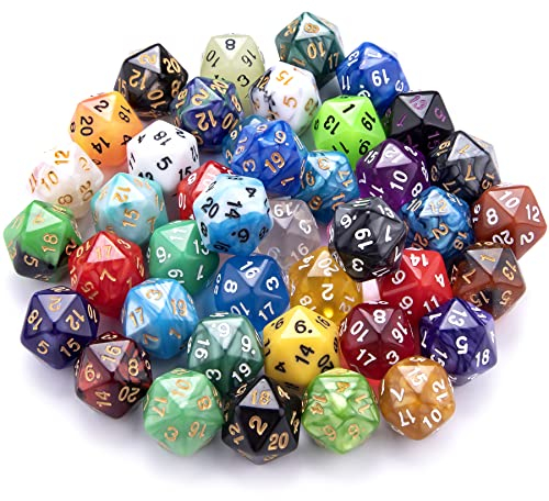 SIQUK 42 Stück Würfel Set mit 20seitigen Bunt Würfeln für DND, MPG, MTG und Dungeons & Dragons