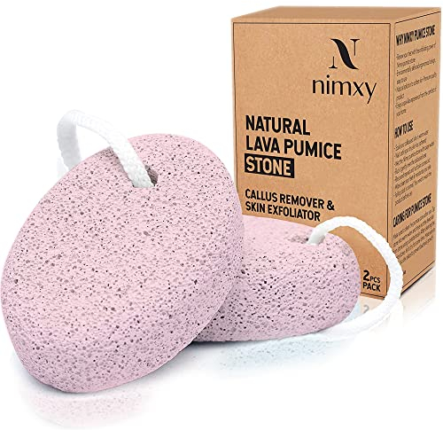 NIMXY Pumice Stone for Feet and Hands 2 Pcs – Feet Hard Skin Remover – Foot Scrubber for Dead Skin Removal – Natural Foot File and Callus Remover for Skin Exfoliation (Pink)