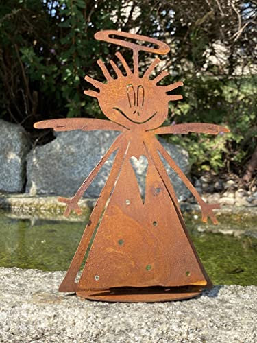 Rostalgie Edelrost lustiger Mini Engel Antonia - Höhe 20 cm