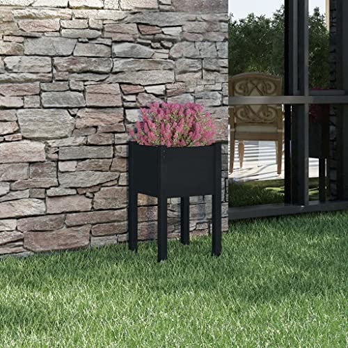WIFESE Macetero negro 40 x 40 x 70 cm, madera maciza de pino, maceta elevada, maceta, maceta, maceta, maceta, maceta, maceta, maceta, maceta, madera, rectángulo