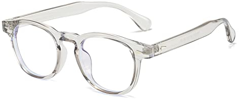 LJCZKA Blaulichtfilter Brille Rund Damen Herren - Kleine Runde Brille Ohne Stärke Retro Anti Blaulicht Brille Rund Computerbrille Nerdbrille Dekobrille