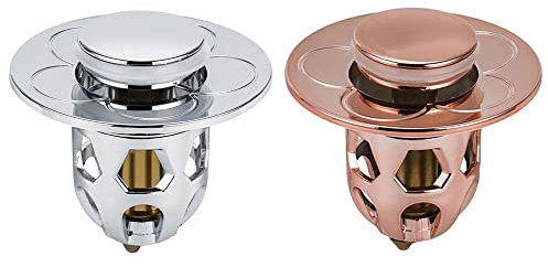 Throushine Lunesouri Bouchon Universel DE Fuite DE TÊTE d'eau DE LAVABO (Or Rose)