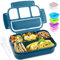 Bento Box Lunchbox für Erwachsene, Lunchbehälter für Kinder, Mädchen, Jungen, mit 4 Fächern, Lunch-Lebensmittelbehälter mit Utensilien, Saucendose, Muffineinlagen, 1,2 l, 5 Tassen, mikrowellen- und