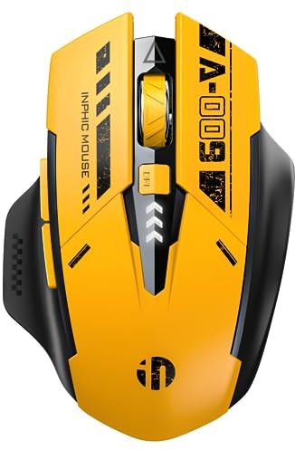 Bluetooth Mouse,Rechargeable Wireless Mouse with Tri-Mode (BT 5.0/4.0+2.4GHz), Visible Battery Level, Ergonomic Design Silent Wireless Mouse for Laptop and PC(Yellow)