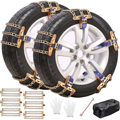 6 PCS Universal-Auto-Schneeketten Winter-Universal-Sicherheitsketten Reifenbreite 195-225mm(7.6-8.9 inch), Notfall-Anti-Rutsch-Schnee-Reifenketten für die meisten Autos/SUV/LKW 100% TPU (Mittel)