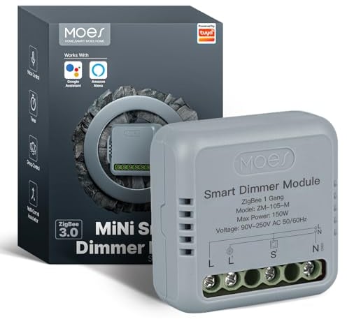 MOES Mini ZigBee LED Dimmer Schalter Modul,Smart Unterputz Dimmschalter für Alexa Google Home,Erfordert MOES ZigBee Hub,1 Gang
