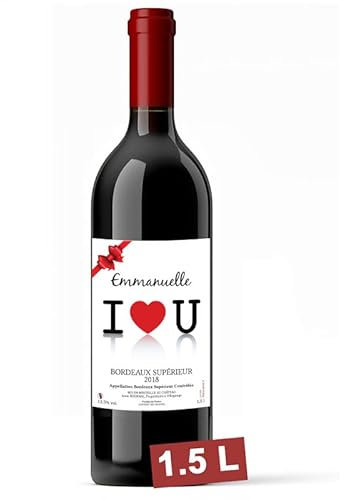 Magnum vin rouge 1,5L Bordeaux Supérieur 2021 – Etiquette personnalisée bouteille vin personnalisée pour anniversaire, fête, mariage… [ Vin coffret cadeau ] (1)