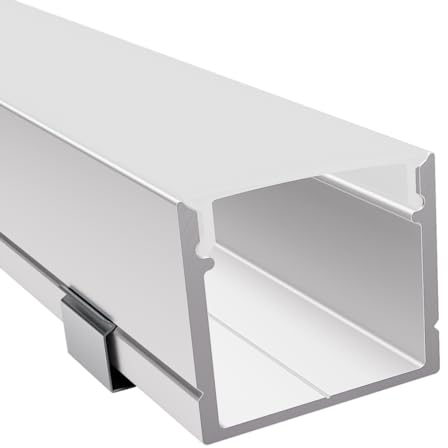 Alumino - Weißes LED Aufbau-Profil 2000 x 21 x 18,5 mm für breite LED Stripes bis 16 mm (z.B. für Philips Hue) + opale Abdeckung + Zubehör