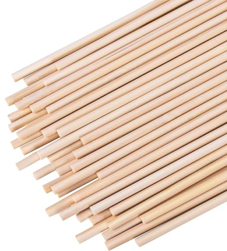 Holzstab, 60 Stück Holzstäbchen Holzstäbe Rundstab Holz Natürlicher Stangen Rundstäbe Holzstange für Basteln Tortenstützen Holzarbeiten Dekorationen DIY (300 mm x 6 mm)