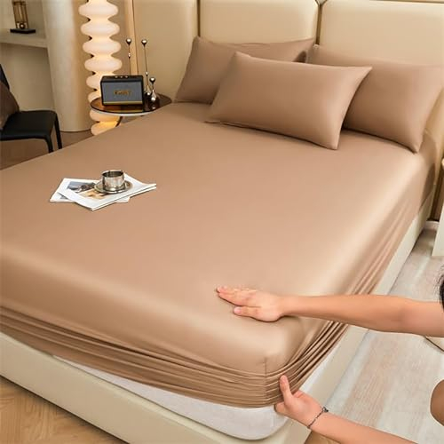Wasserbett Boxspringbett Spannbettlaken 59 * 79inch 1 Stück, Spannbettlaken aus massiver Baumwolle, ultraweicher Matratzenbezug und langlebig, für Damen, Herren, Kinder und Teenager, braun