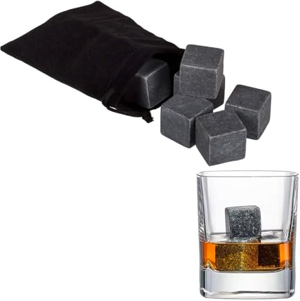 Avilia Pietre Refrigeranti per Whisky - Cubi Raffredda Drink Ideali per Bevande, Non Diluiscono, in Steatite Nera