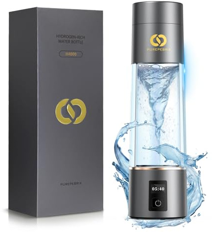 PurepeBrix Portable 4000 Hydrogen Generator Water Bottle - 4000ppb High Output, Odorless & Chlorine-Free, Advanced PEM Tech, Durable for All-Weather, Ideal for On-The-Go Lifestyles